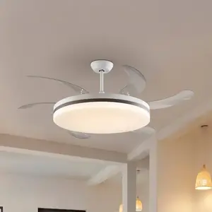 Schuller Valencia Ventilateur de plafond LED Vento blanc/bronze/transp... pas cher