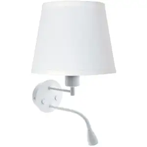Applique murale 'pair' E27 avec liseuse led 3W - Blanc pas cher