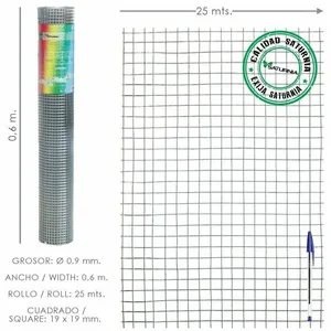 Saturnia Maille électrosoudée galvanisée légère 19x19/60 cm. Rouleau 25 Mètres Usage Domestique