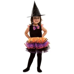 Mom Déguisement Sorcière Fantaisie Enfant - Marque - Modèle - Noir, Violet, Orange - Tulle, Velours