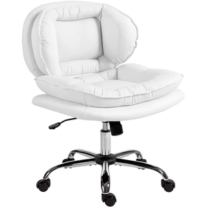 HOMCOM Chaise de Bureau Jambes Croisées avec Siège Large Roulettes Hau... pas cher