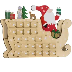 HOMCOM Calendrier de l'Avent en bois à 24 tiroirs Calendrier de Noël r...