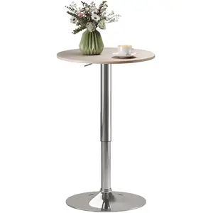 HOMCOM Table de Bar Réglable Pivotante 360° Base Ronde Table Haute de ... pas cher