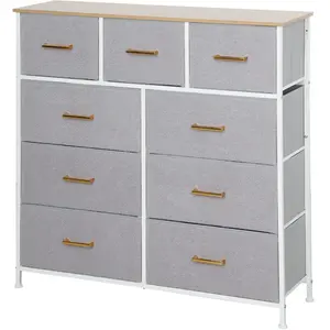 HOMCOM Commode Moderne avec 9 Tiroirs en Tissu et Design Élégant pour ... pas cher
