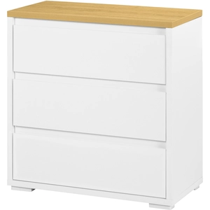 HOMCOM Commode avec 3 Tiroirs Commode Chambre sans Poignées Coiffeuse ... pas cher