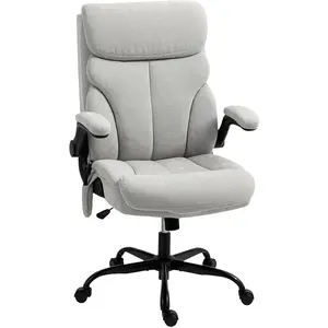 HOMCOM Chaise de Bureau avec Massage Hauteur Réglable et Accoudoirs Abattables Revêtement Respirant 66x67x113-121 cm Gris pas cher