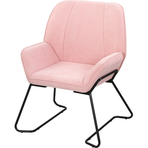 HOMCOM Fauteuil de Salon avec Siège Large et Rembourré Revêtement en Velours Pieds en Métal Fauteuil pour Salon Rose pas cher