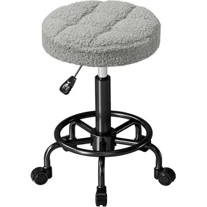 HOMCOM Tabouret Giratoire Rond Tabouret avec Roues Hauteur Réglable 50... pas cher