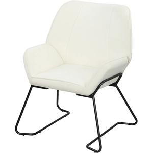 HOMCOM Fauteuil de Salon avec Siège Large et Rembourré Revêtement en Velours Pieds en Métal Fauteuil pour Salon Crème pas cher