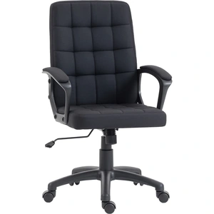 Vinsetto Chaise de Bureau Pivotante Revêtue en Lin Synthétique Hauteur Réglable Basculante Dossier Moyen Accoudoirs Noir pas cher