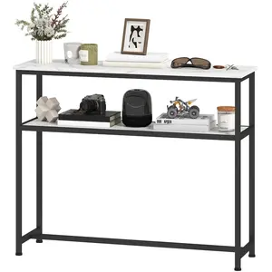 HOMCOM Console d'Entrée Étroite avec Surface Effet Marbre Etagère Ouve... pas cher