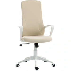 Vinsetto Chaise de bureau pivotante Hauteur réglable avec accoudoirs Fonction basculante Dossier haut 62x56x110-119,5cm Beige pas cher