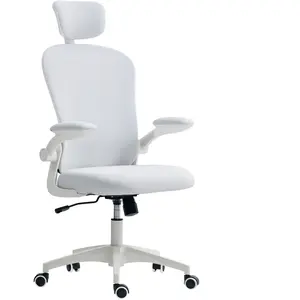 Vinsetto Chaise de Bureau en Maille avec Dossier Haut Appuie-tête Réglable Soutien Lombaire 4D 62x64x120 cm Blanc pas cher