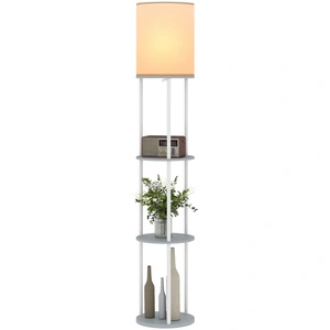 HOMCOM Lampe sur pied avec étagères, 3 températures de couleur, télécommande pour salon chambre bureau gris pas cher