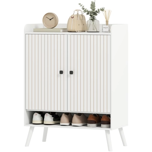 HOMCOM Meuble à Chaussures d'Entrée avec Étagères Ajustables Compartiment Ouvert pour 15 Paires de Chaussures 75x35x97 cm Blanc pas cher