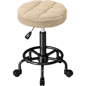 HOMCOM Tabouret Pivotant Rond Tabouret à Roulettes Hauteur Réglable 50... pas cher
