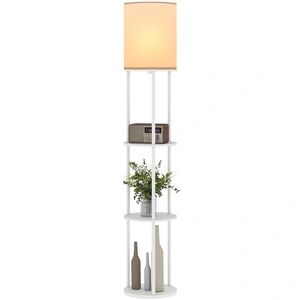 HOMCOM Lampadaire avec étagères 3 températures de couleur télécommande pour salon chambre bureau blanc pas cher
