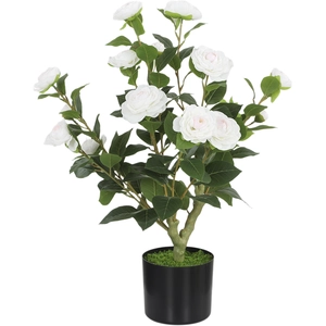 HOMCOM Plante artificielle Camelia 65cm Arbre artificiel en pot avec f... pas cher