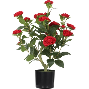HOMCOM Plante Artificielle Camélia 65 cm Arbre Artificiel en Pot avec ... pas cher