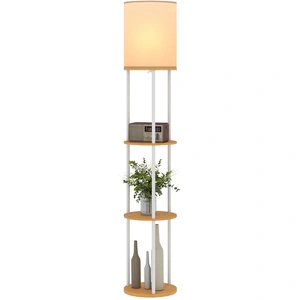 HOMCOM Lampe sur Pied avec Étagères avec 3 Températures de Couleur Télécommande pour Salon Chambre Bureau Bois naturel pas cher