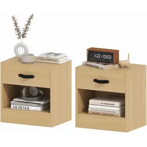 HOMCOM Pack de 2 Tables de Chevet avec Tiroir et Compartiment Ouvert p... pas cher