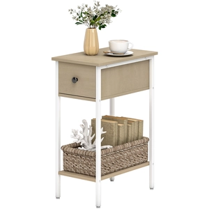 HOMCOM Table d'Appoint Étroite avec Tiroir Étagère Ouverte et Structur... pas cher
