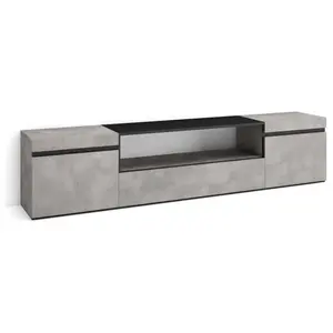 SKRAUT HOME Meuble TV, Banc Télé, 200x45x35cm, Pour les TV jusqu'à 80", Meubles de salon, Ciment TU