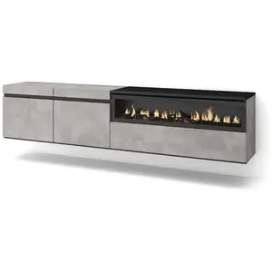 SKRAUT HOME Meuble TV, Banc Télé, 200x35x45cm, Pour les TV jusqu'à 80", feu électrique, Suspendu, Mural, Ciment, RF2231 pas cher