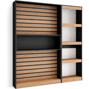SKRAUT HOME Bibliothèque effet bois de chêne et noir 170x25x186cmVendu parcdiscount