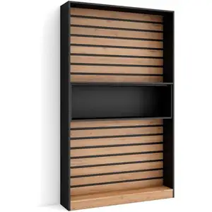 SKRAUT HOME Étagère Bibliothèque, 110x186x25cm, Salon Salle à manger Bureau, Salon, Bureau, Chêne et noir TUVendu parmaisons-du-monde