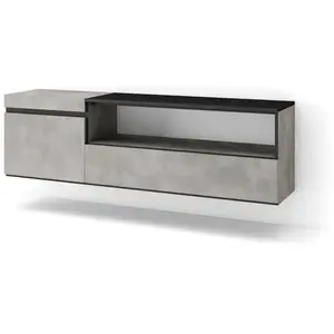 SKRAUT HOME Meuble TV, Banc Télé, 150x45x35cm, Pour les TV jusqu'à 65", Suspendu, Mural, Ciment TU pas cher