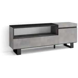 SKRAUT HOME Meuble TV, Banc Télé, 150x57x35cm, Pour les TV jusqu'à 65", Design industriel, Ciment TU pas cher
