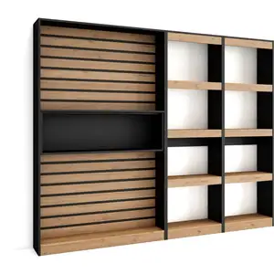Comparateur de prix : SKRAUT HOME Étagère Bibliothèque, Étagère de Rangement, 230x186x25cm, Salon Salle à manger Bureau, Chêne , RF2421