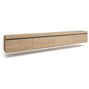 Comparateur de prix : SKRAUT HOME Meuble TV, Banc Télé, 320x35x45 cm, TV grand format, Suspendu, Mural, Chêne, RF3630