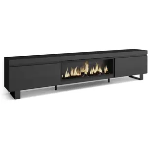 Comparateur de prix : SKRAUT HOME Meuble TV, Banc Télé, 267x35x57 cm, TV grand format, Cheminée électrique XXL, Design industriel, Noir, RF3601