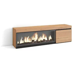 Comparateur de prix : SKRAUT HOME Meuble TV, Banc Télé, 160, Pour les TV jusqu'à 65", Cheminée électrique XXL, Beige, RF3249