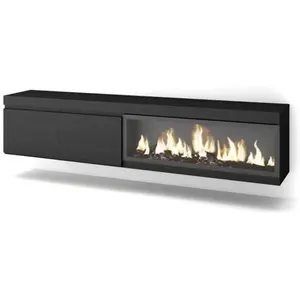 Comparateur de prix : SKRAUT HOME Meuble TV, Banc Télé, 210, Pour les TV jusqu'à 80", Cheminée électrique XXL, Suspendu, Mural, Noir, RF3263