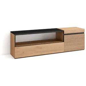 SKRAUT HOME Meuble TV, Banc Télé, 150x45x35cm, Pour les TV jusqu'à 65", Meubles de salon, Chêne TU