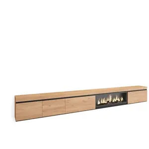 Comparateur de prix : SKRAUT HOME Meuble TV, Banc Télé, 368x35x45, feu électrique XXL, Chêne, RF3694
