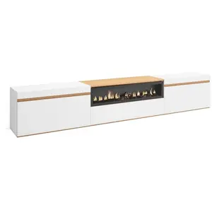 Comparateur de prix : Meuble TV Banc Télé 260x45x35cm TV grand format Cheminée électrique Bl...