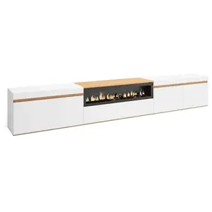 Comparateur de prix : Meuble TV Banc Télé 288x45x35 cm TV grand format Cheminée électrique B...