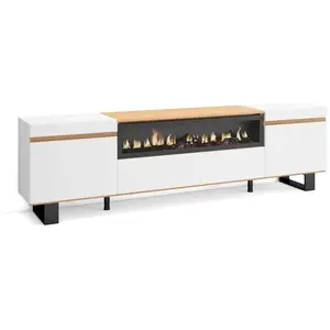 Comparateur de prix : Meuble TV Banc Télé 200x57x35cm Pour les TV jusquà 80 Cheminée électri...