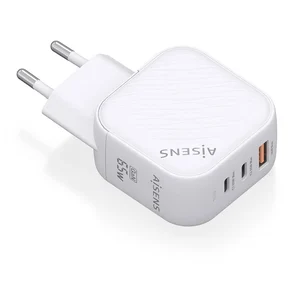 Comparateur de prix : Chargeur Aisens ASCH-65W3P026-W 65 W GaN 2 x USB-C PD3.0 QC4.0 1 x USB-A QC3.0 Blanc