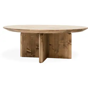 Decowood Table basse ronde en bois de sapin vieilli Ø60x30cm pas cher