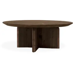 Decowood Table basse ronde en bois de sapin marron Ø80x30,2cm pas cher