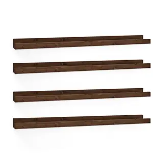 Decowood Pack 4 étagères flottantes en bois de pin marron 50x7cm pas cher