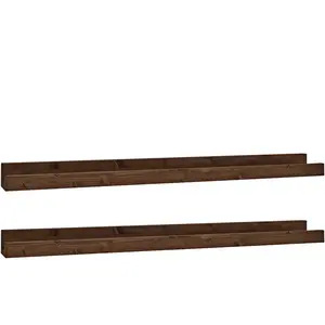 Decowood Pack 2 étagères flottantes en bois de pin marron 50x7cm pas cher