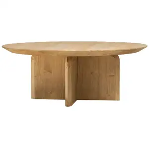 Decowood Table basse ronde en bois de sapin marron Ø80x30,2cm pas cher