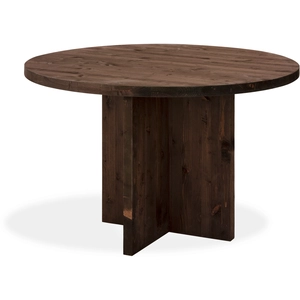 Decowood Table à manger ronde en bois de sapin marron de Ø110x75cm pas cher