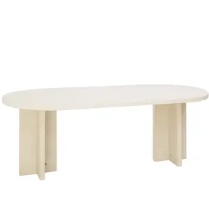Decowood Table de salle à manger ovale en microciment blanc cassé 160x75cm pas cher